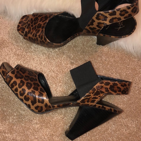 franco sarto leopard slides